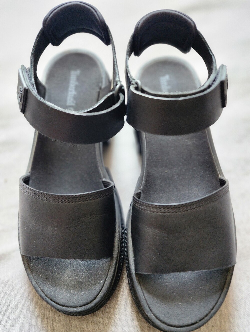 Timberland Black Platform Leather Sandals Size 8 US